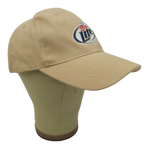 Miller Lite Embroidered Logo Khaki Strapback Cap Trucker Baseball Hat Beer Acme - Picture 3 of 15